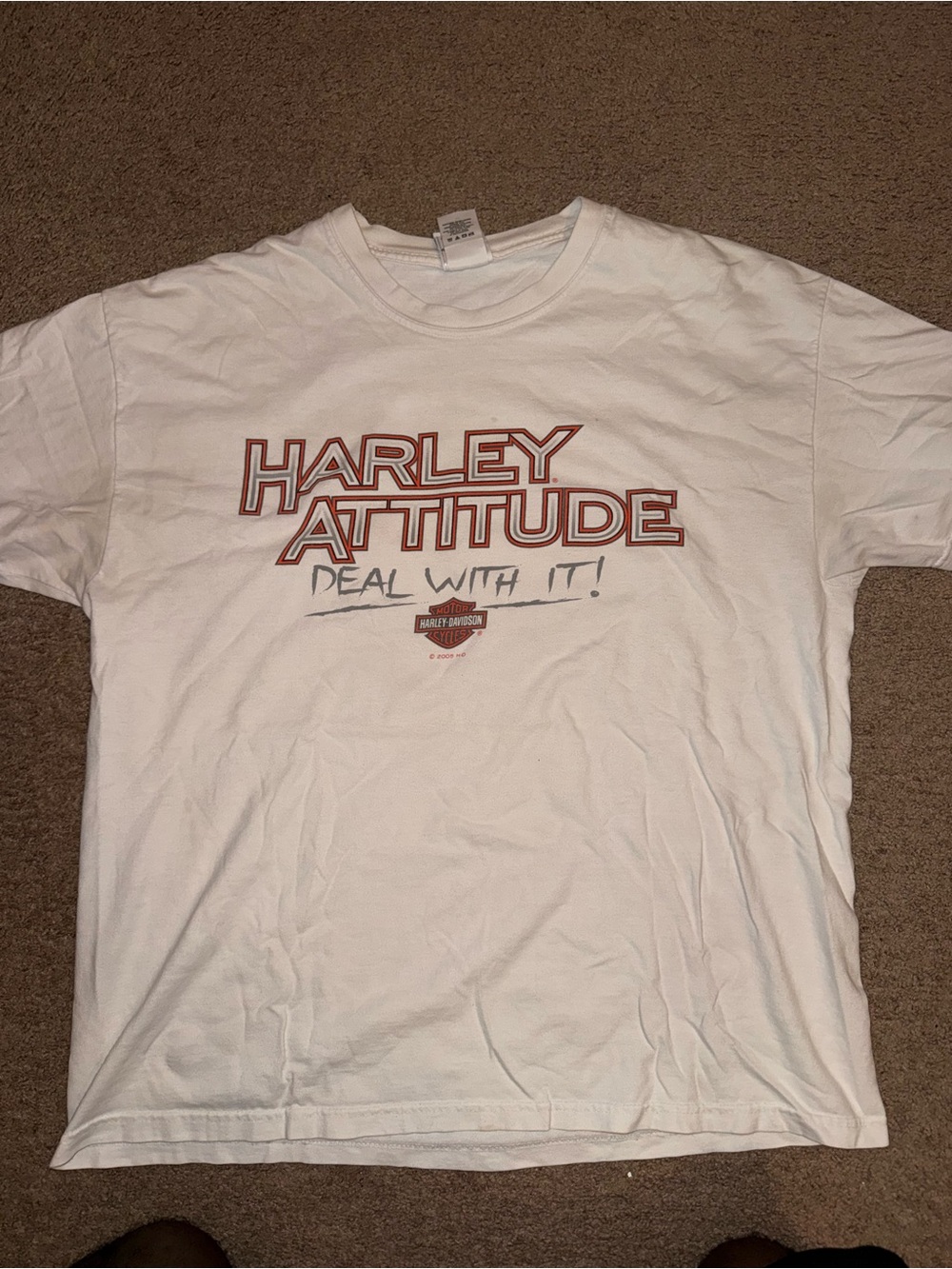 Harley-Davidson White Tee with Red Accent "Harley Attitude"